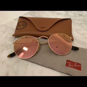 Ray-Ban Round Metal Pink Reflective Sunglasses